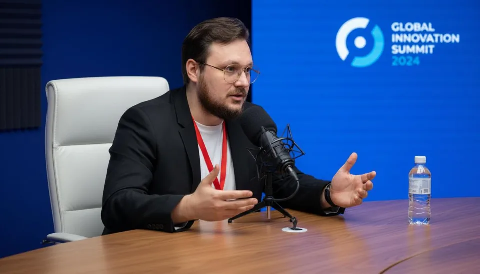 Владислав Теслюк во время записи интервью на Global Innovation Summit